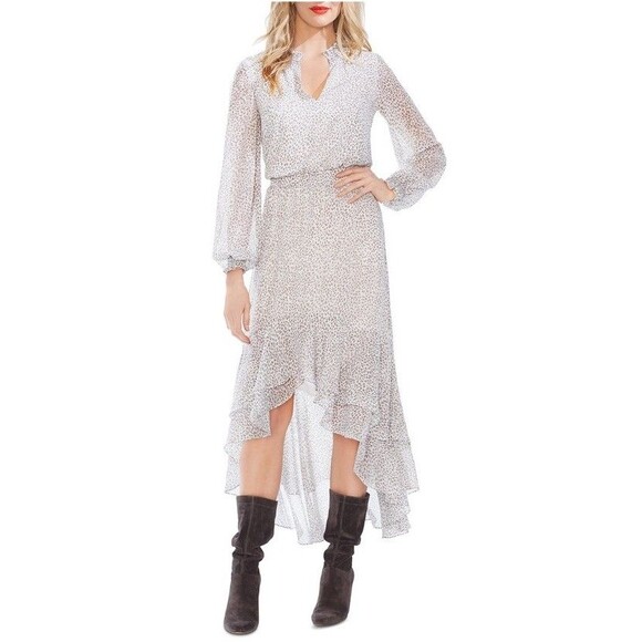 1.State Revolve Maxi Dress Jaime Shrayber Printed High-Low M Gray Leopard Print - Picture 2 of 16